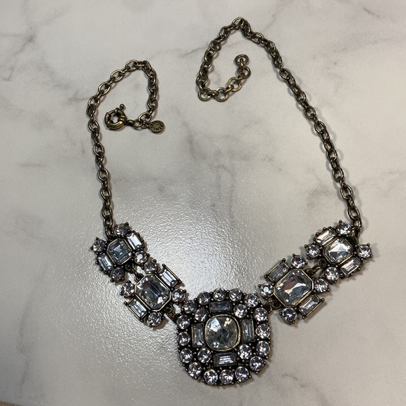 HP 🎉 ❤️ NWOT J Crew Statement Necklace. Clear stones or glass bronze gold - Picture 3 of 15
